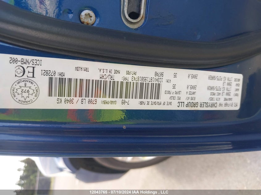 2009 Dodge Ram 1500 Slt/Sport VIN: 1D3HV18T19S818743 Lot: 12043765