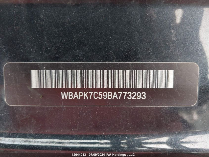 2011 BMW 3 Series VIN: WBAPK7C59BA773293 Lot: 12044013