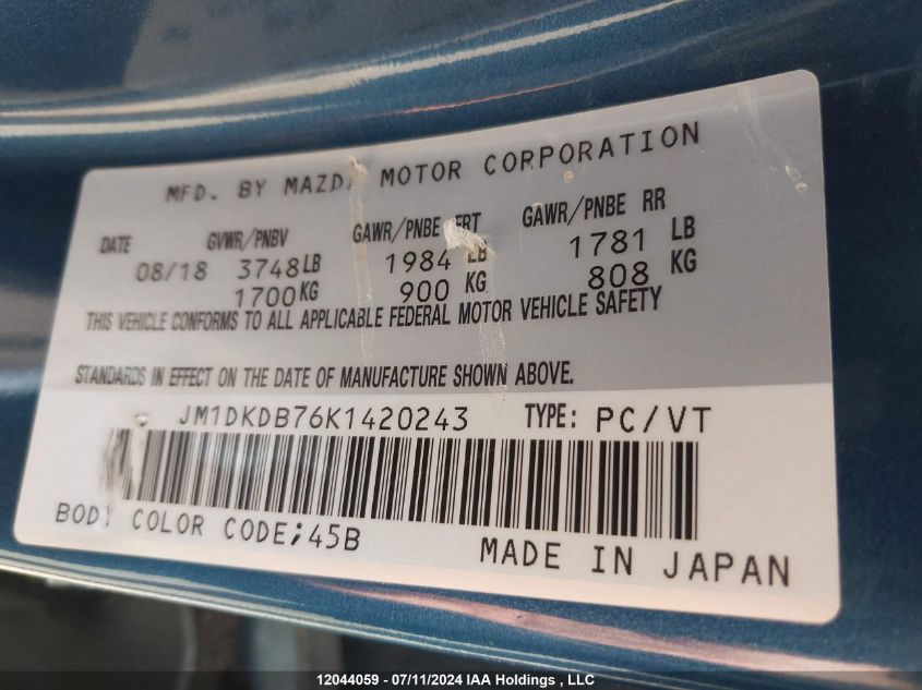 2019 Mazda Cx-3 VIN: JM1DKDB76K1420243 Lot: 12044059