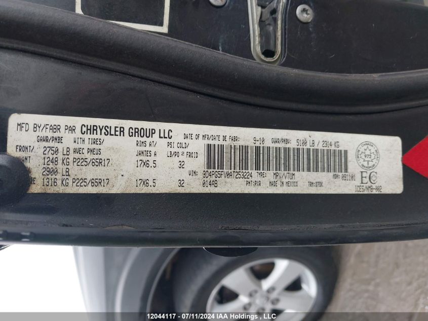 2010 Dodge Journey Sxt VIN: 3D4PG5FV0AT253224 Lot: 12044117