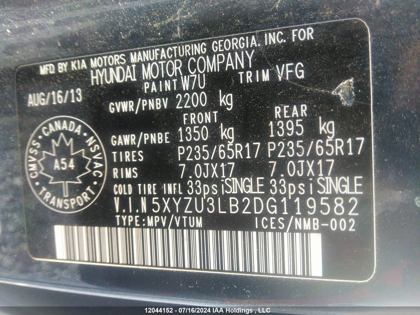 2013 Hyundai Santa Fe Sport 2.4 Premium VIN: 5XYZU3LB2DG119582 Lot: 12044152