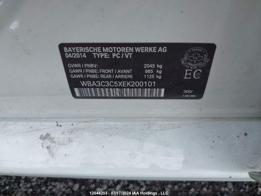 2014 BMW 3 Series VIN: WBA3C3C5XEK200101 Lot: 12044203