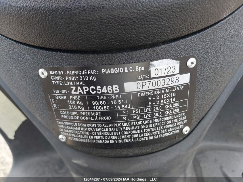 2023 Piaggio Liberty 50/50 S/50 Baci Perugina VIN: ZAPC546B0P7003298 Lot: 12044287