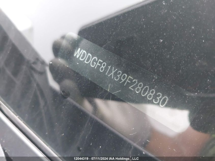 2009 Mercedes-Benz C-Class VIN: WDDGF81X39F280830 Lot: 12044319