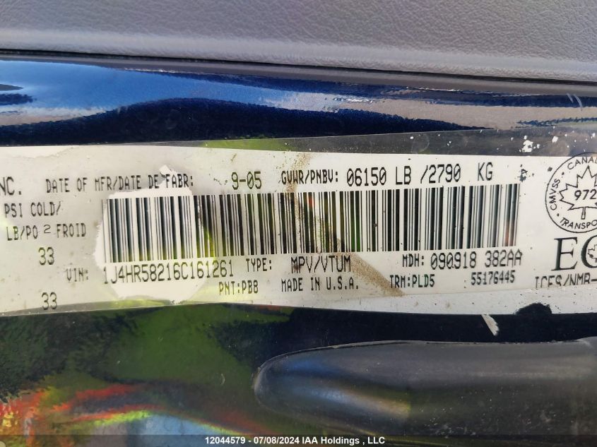 2006 Jeep Grand Cherokee Limited VIN: 1J4HR58216C161261 Lot: 12044579