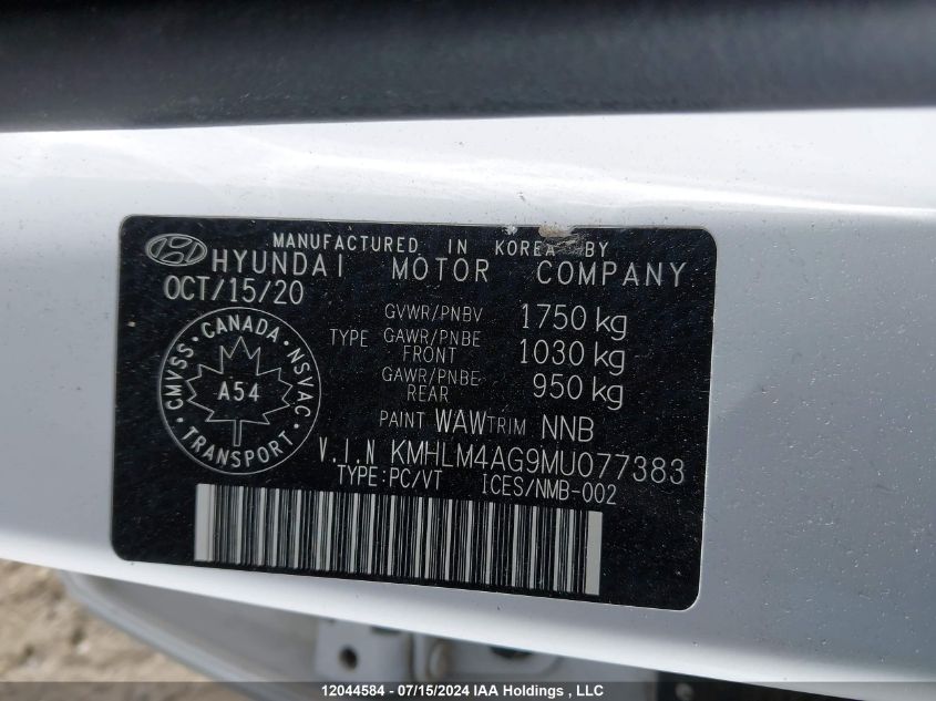 2021 Hyundai Elantra VIN: KMHLM4AG9MU077383 Lot: 12044584