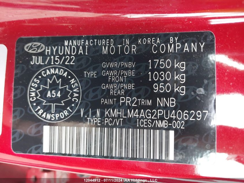 2023 Hyundai Elantra Sel VIN: KMHLM4AG2PU406297 Lot: 12044912