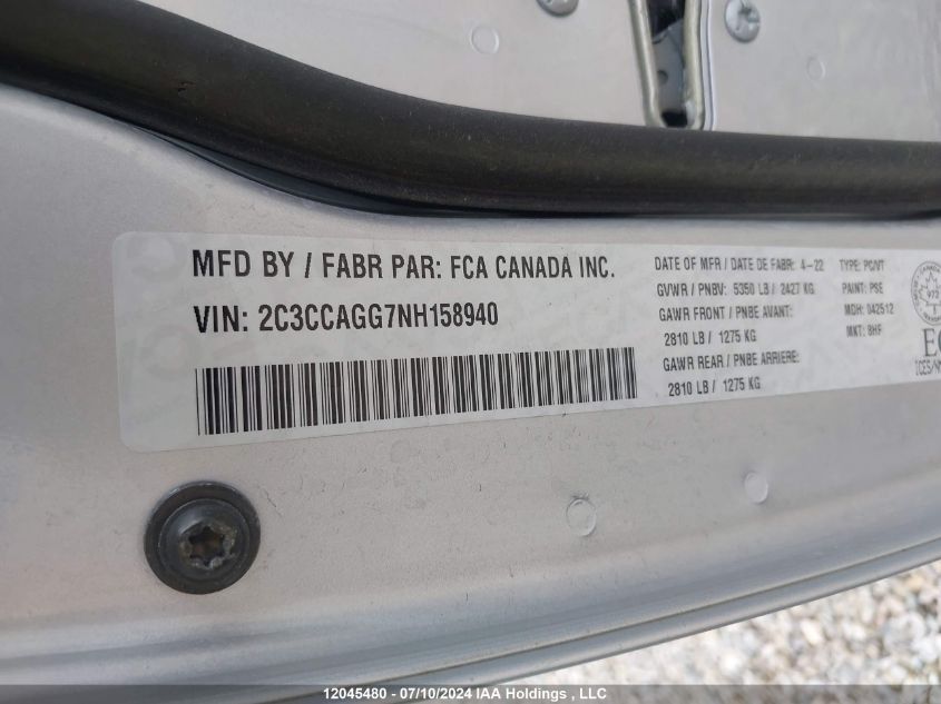 2022 Chrysler 300 S VIN: 2C3CCAGG7NH158940 Lot: 12045480