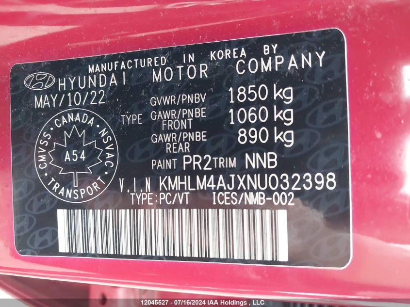 2022 Hyundai Elantra Blue VIN: KMHLM4AJXNU032398 Lot: 12045527