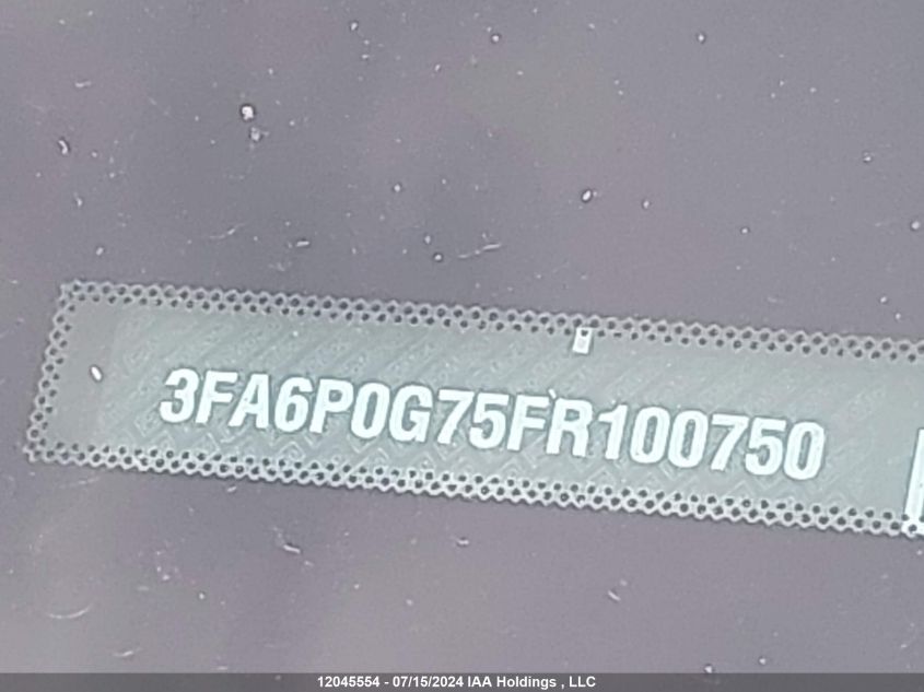 2015 Ford Fusion S VIN: 3FA6P0G75FR100750 Lot: 12045554