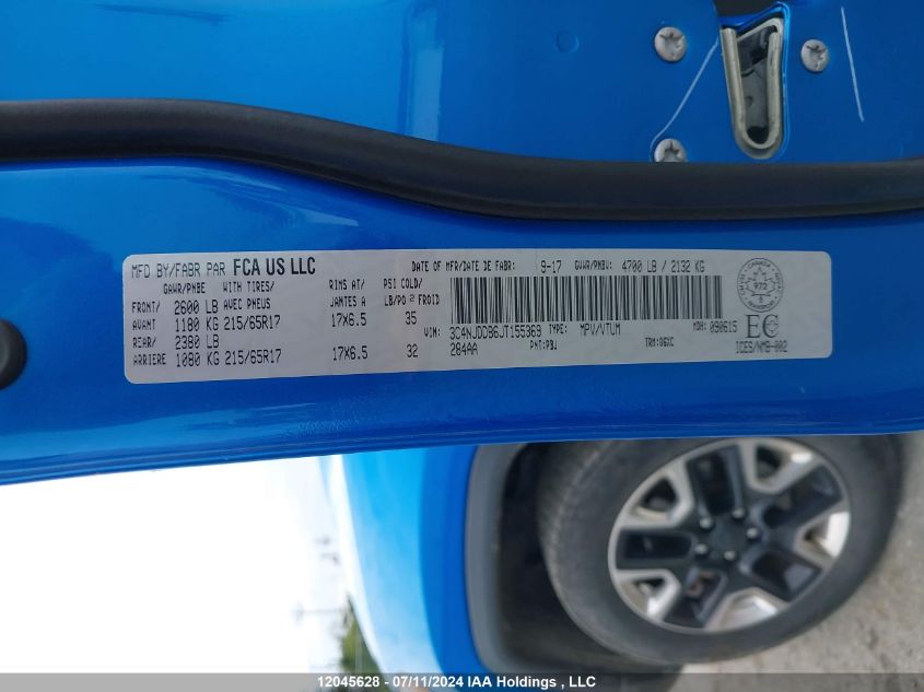 2018 Jeep Compass Trailhawk VIN: 3C4NJDDB6JT155369 Lot: 12045628