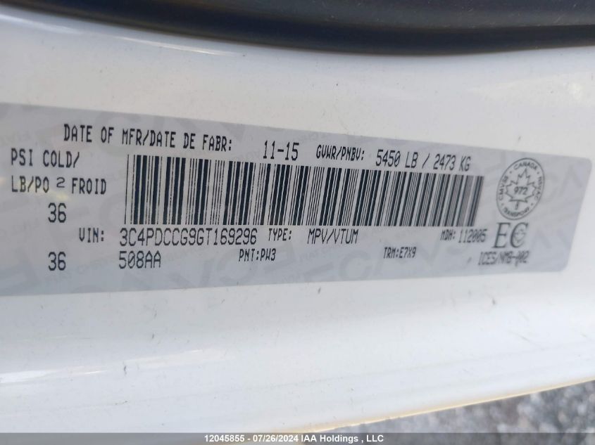 2016 Dodge Journey Sxt/Limited VIN: 3C4PDCCG9GT169296 Lot: 12045855