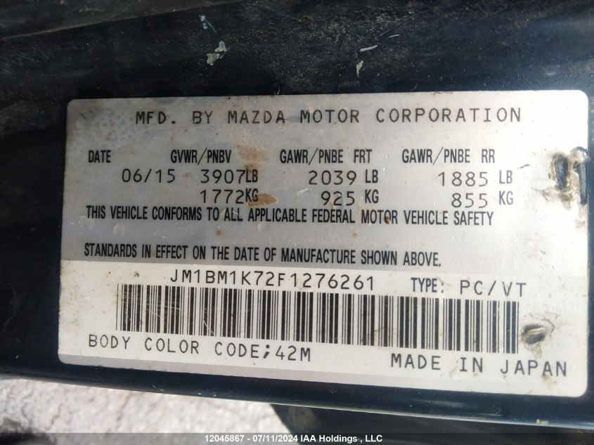 2015 Mazda 3 Sport VIN: JM1BM1K72F1276261 Lot: 12045867