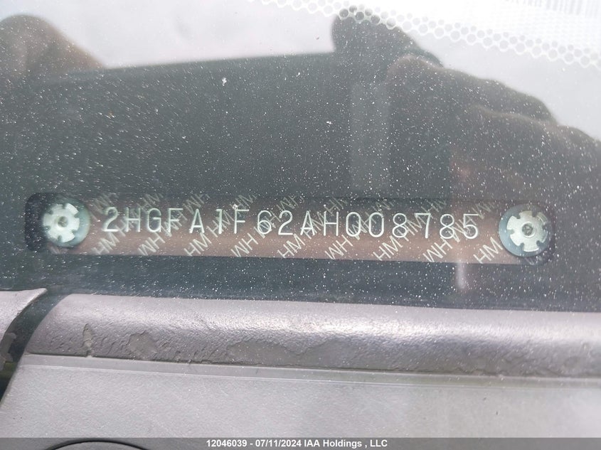 2010 Honda Civic Lx-S VIN: 2HGFA1F62AH008785 Lot: 12046039
