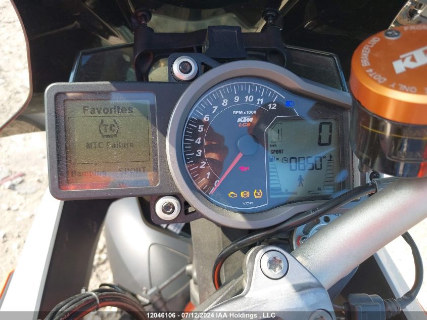 2016 Ktm 1290 Super Duke Gt VIN: VBKV69407GM950019 Lot: 12046106