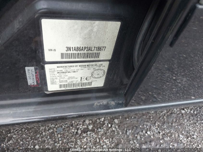 2010 Nissan Sentra 2.0S VIN: 3N1AB6AP3AL718677 Lot: 12046221