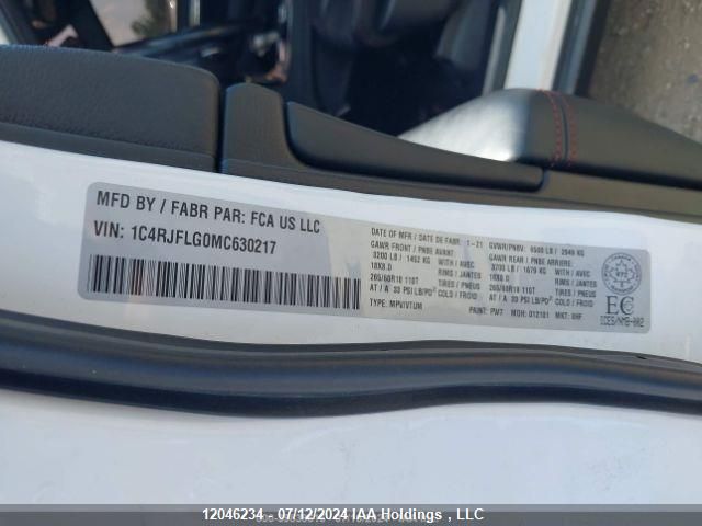2021 Jeep Grand Cherokee Trailhawk VIN: 1C4RJFLG0MC630217 Lot: 12046234