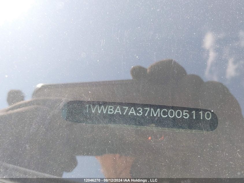 2021 Volkswagen Passat VIN: 1VWBA7A37MC005110 Lot: 12046270