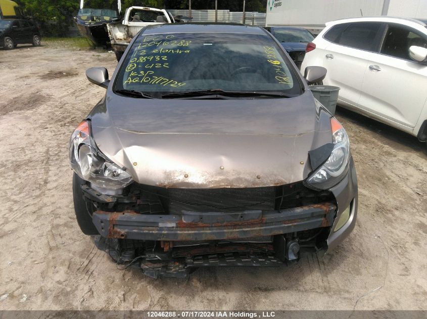 2012 Hyundai Elantra Gls VIN: 5NPDH4AEXCH088932 Lot: 12046288