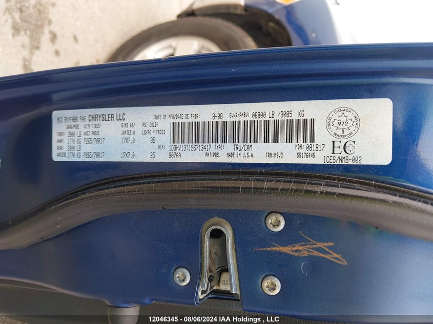 2009 Dodge Ram 1500 VIN: 1D3HV13T19S713417 Lot: 12046345