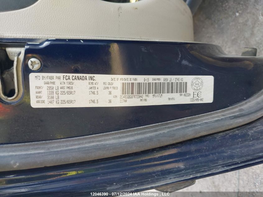 2015 Dodge Grand Caravan VIN: 2C4RDGBG6FR723042 Lot: 12046390