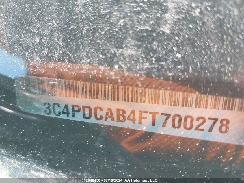 2015 Dodge Journey Cvp/Se Plus VIN: 3C4PDCAB4FT700278 Lot: 12046456