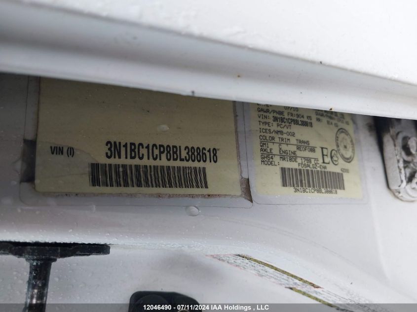 2011 Nissan Versa VIN: 3N1BC1CP8BL388618 Lot: 12046490