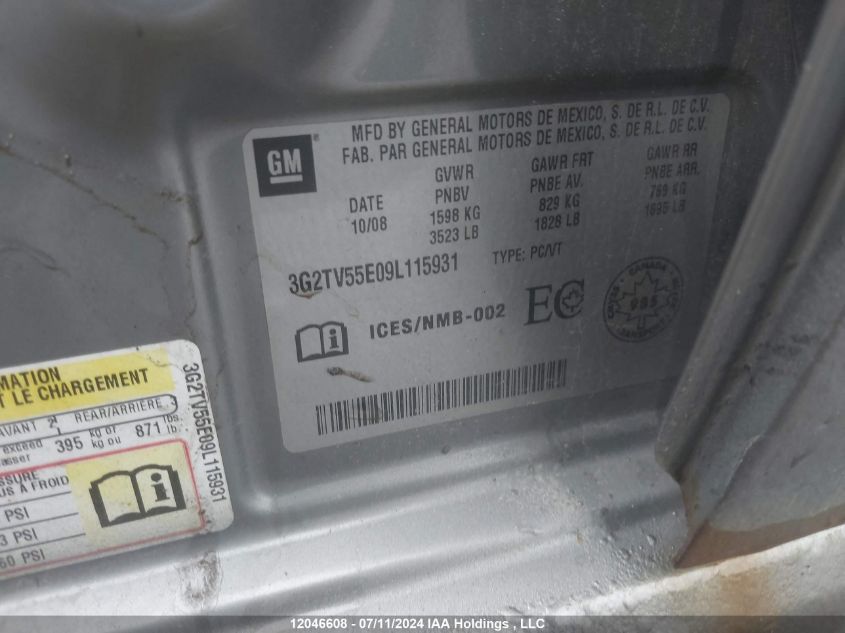 2009 Pontiac G3 Wave VIN: 3G2TV55E09L115931 Lot: 12046608