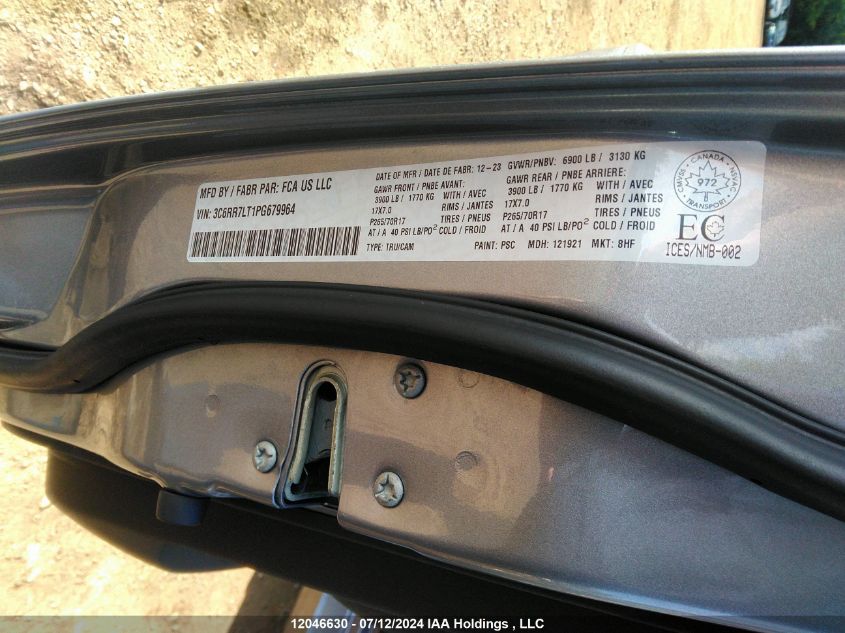 2023 Ram 1500 Classic Slt VIN: 3C6RR7LT1PG679964 Lot: 12046630