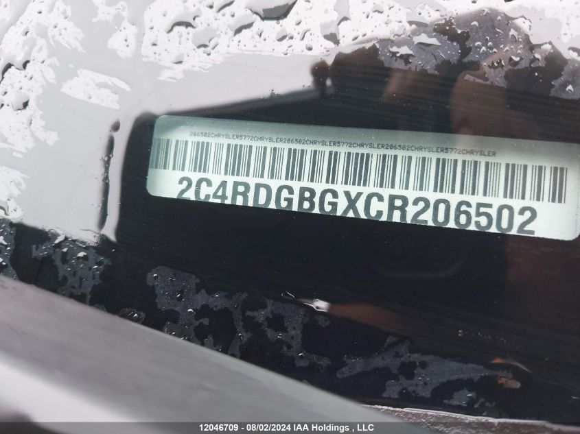 2012 Dodge Grand Caravan Se VIN: 2C4RDGBGXCR206502 Lot: 12046709