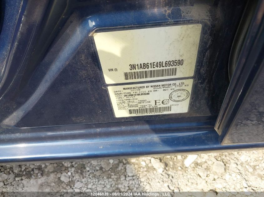 2009 Nissan Sentra VIN: 3N1AB61E49L693590 Lot: 12046839