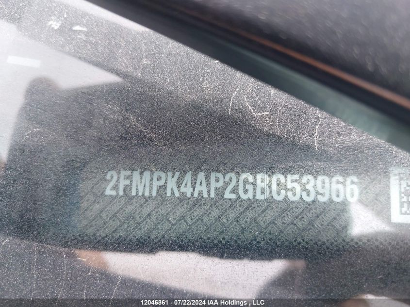 2016 Ford Edge Sport VIN: 2FMPK4AP2GBC53966 Lot: 12046861