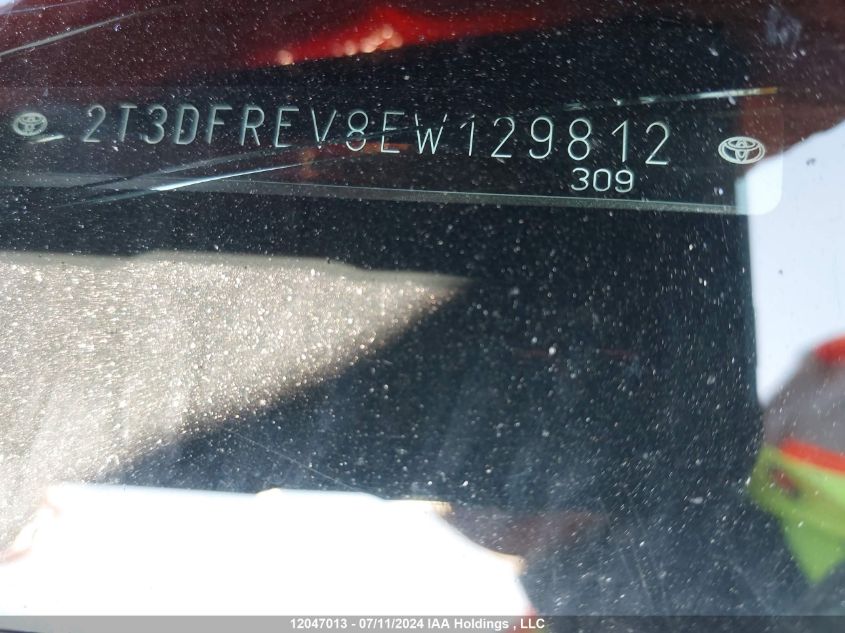 2014 Toyota Rav4 Limited VIN: 2T3DFREV8EW129812 Lot: 12047013