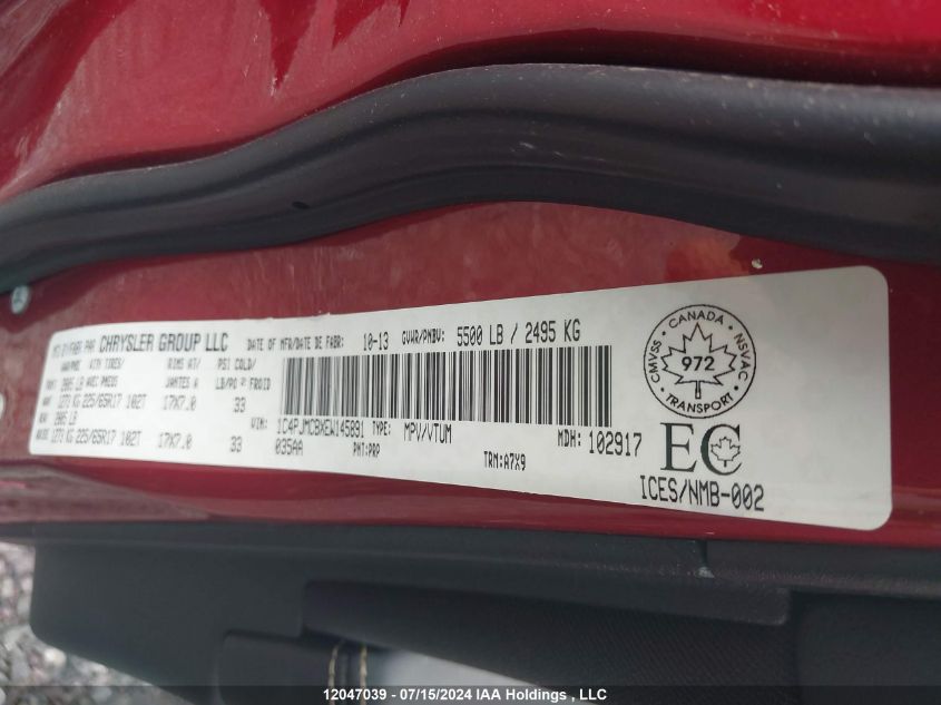 2014 Jeep Cherokee Latitude VIN: 1C4PJMCBXEW145891 Lot: 12047039