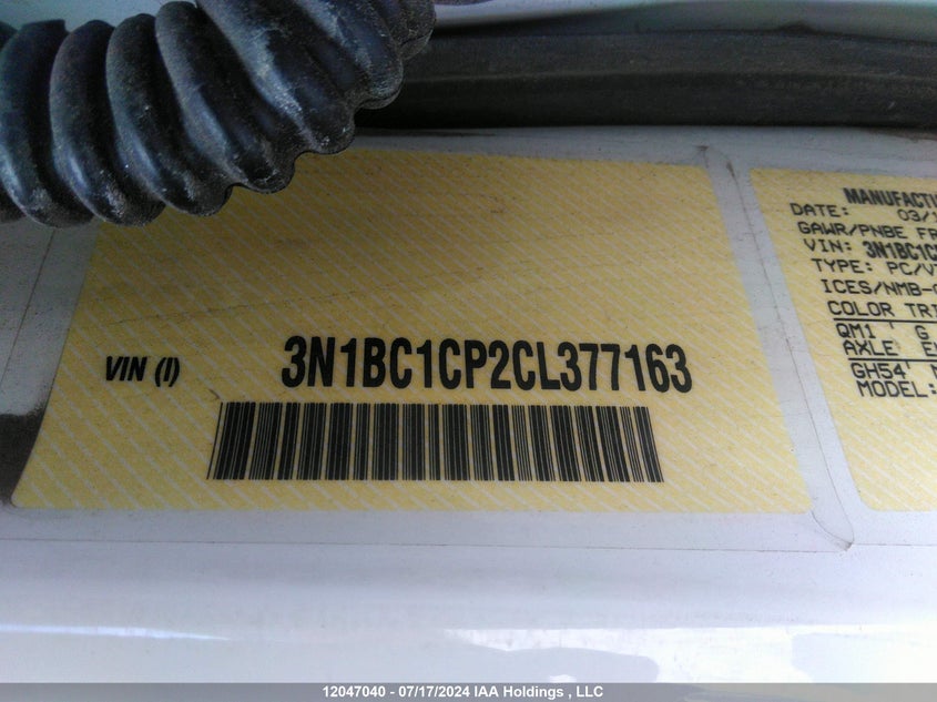 2012 Nissan Versa 1.8 Sl VIN: 3N1BC1CP2CL377163 Lot: 12047040