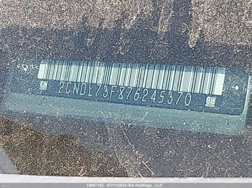 2007 Chevrolet Equinox VIN: 2CNDL73F876245370 Lot: 12047152