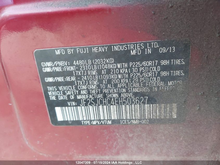 2014 Subaru Forester 2.5I Limited VIN: JF2SJCHC4EH503627 Lot: 12047309