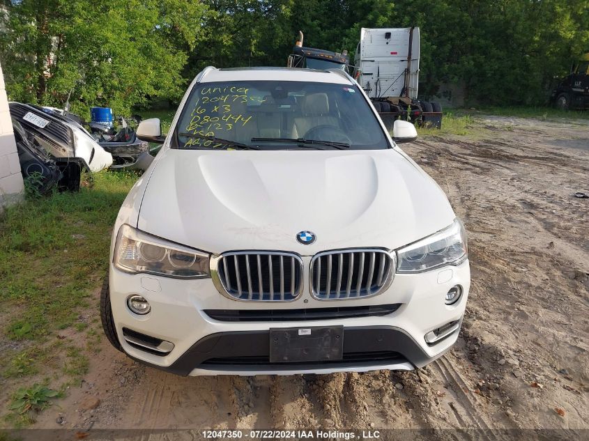 2016 BMW X3 xDrive28I VIN: 5UXWX9C58G0D80444 Lot: 12047350