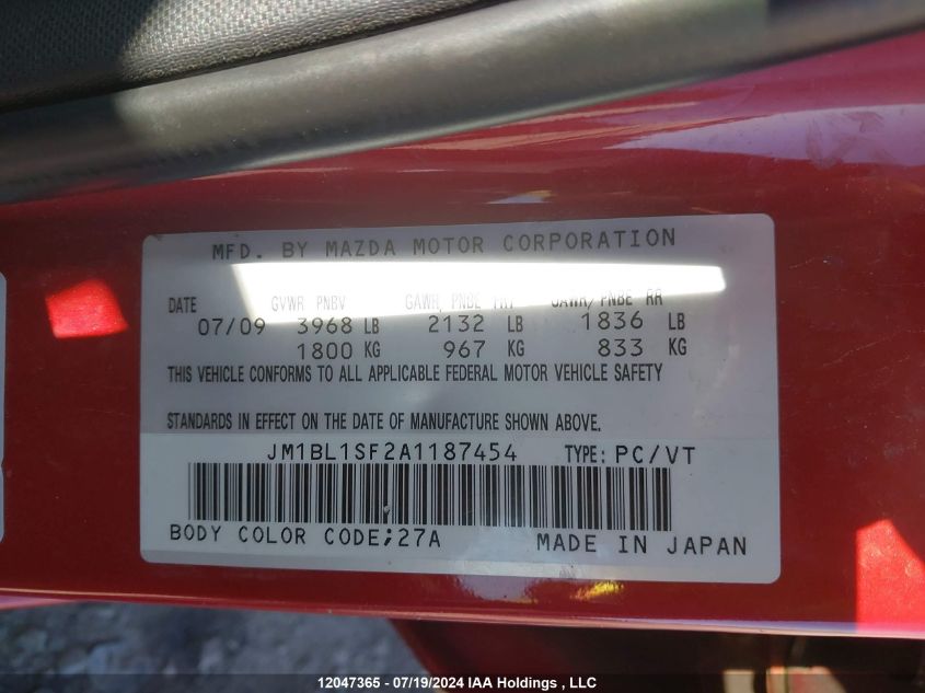 2010 Mazda 3 I VIN: JM1BL1SF2A1187454 Lot: 12047365