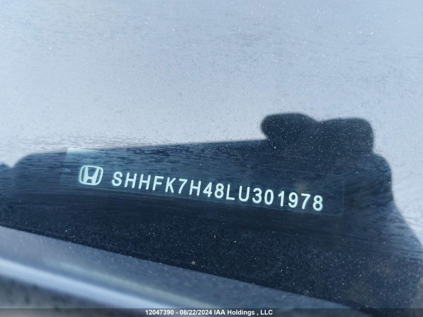 2020 Honda Civic Hatchback VIN: SHHFK7H48LU301978 Lot: 12047390