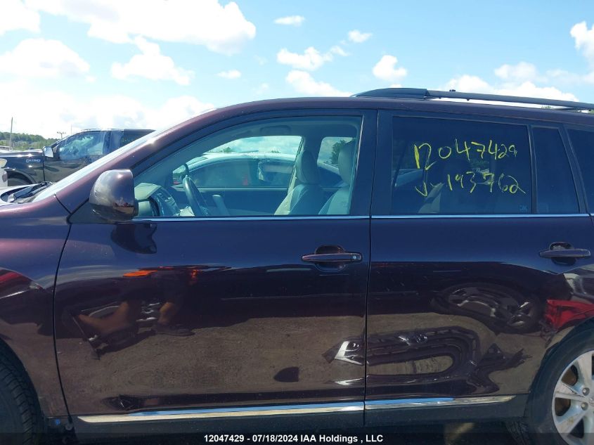 2013 Toyota Highlander Plus/Se VIN: 5TDBK3EH6DS193762 Lot: 12047429