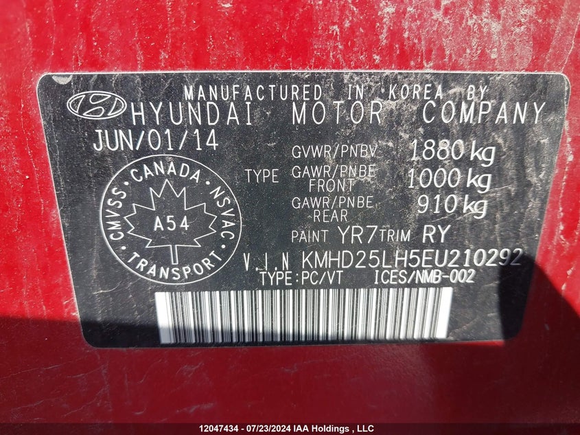 2014 Hyundai Elantra Gt Gl VIN: KMHD25LH5EU210292 Lot: 12047434