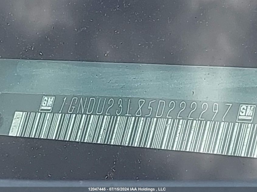 2005 Chevrolet Uplander VIN: 1GNDU23L85D222297 Lot: 12047445