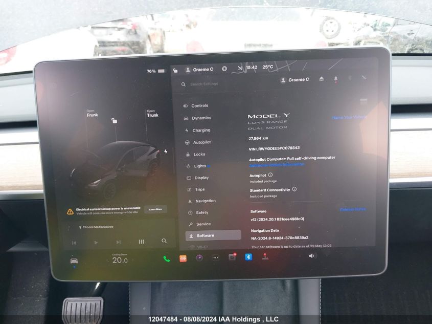 2023 Tesla Model Y VIN: LRWYGDEE5PC079343 Lot: 12047484