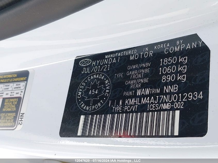 2022 Hyundai Elantra Blue VIN: KMHLM4AJ7NU012934 Lot: 12047620