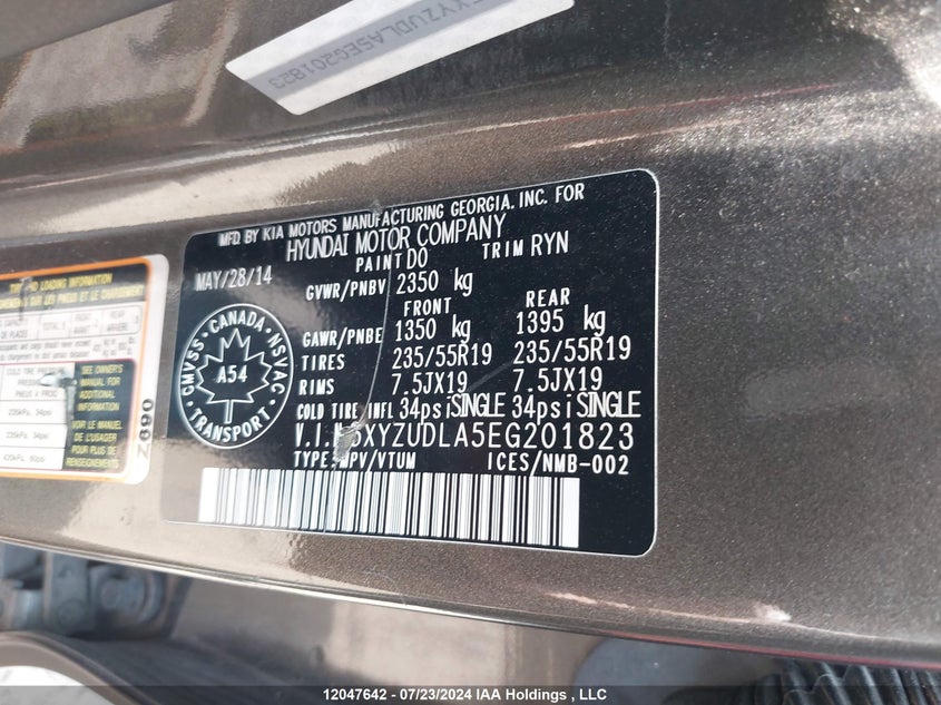 2014 Hyundai Santa Fe Sport VIN: 5XYZUDLA5EG201823 Lot: 12047642