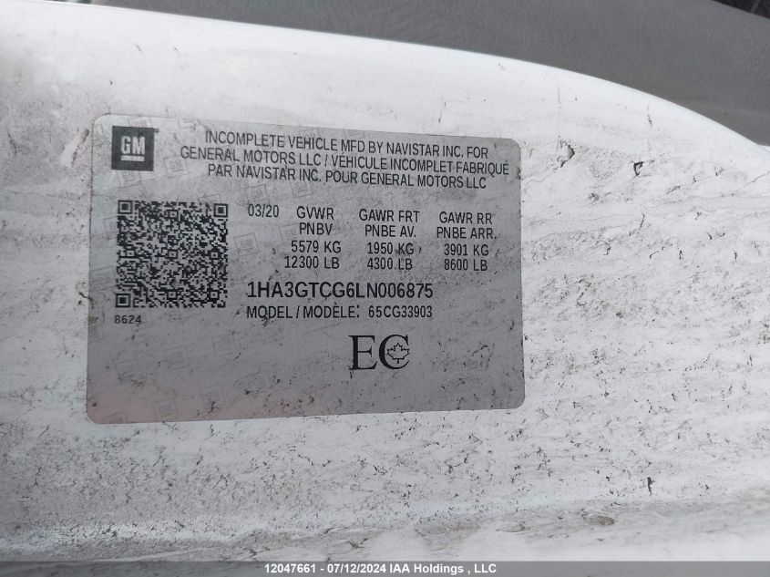 2020 Chevrolet Express VIN: 1HA3GTCG6LN006875 Lot: 12047661