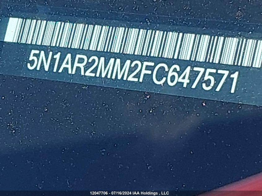 2015 Nissan Pathfinder VIN: 5N1AR2MM2FC647571 Lot: 12047706