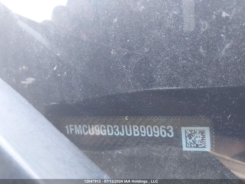 2018 Ford Escape Se VIN: 1FMCU9GD3JUB90963 Lot: 12047912