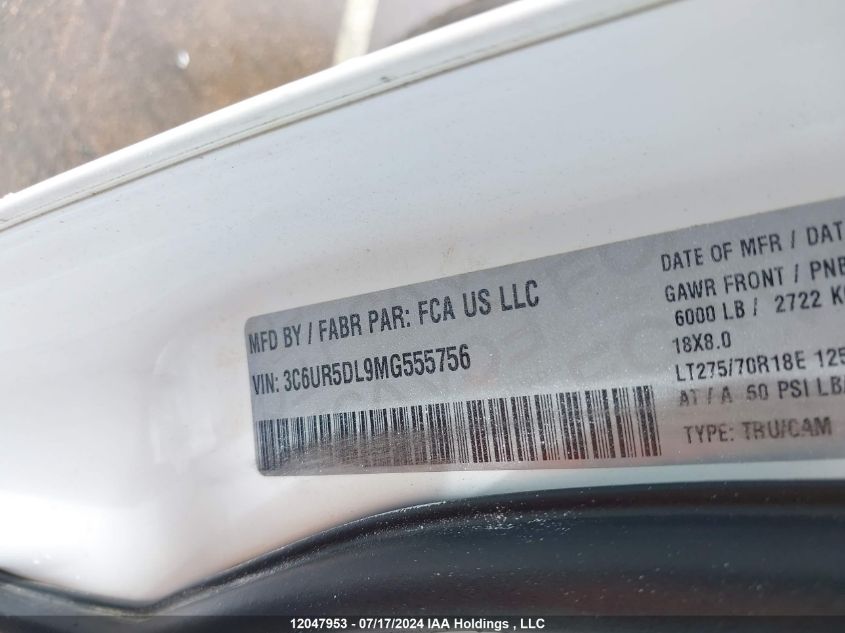 2021 Ram 2500 Big Horn VIN: 3C6UR5DL9MG555756 Lot: 12047953